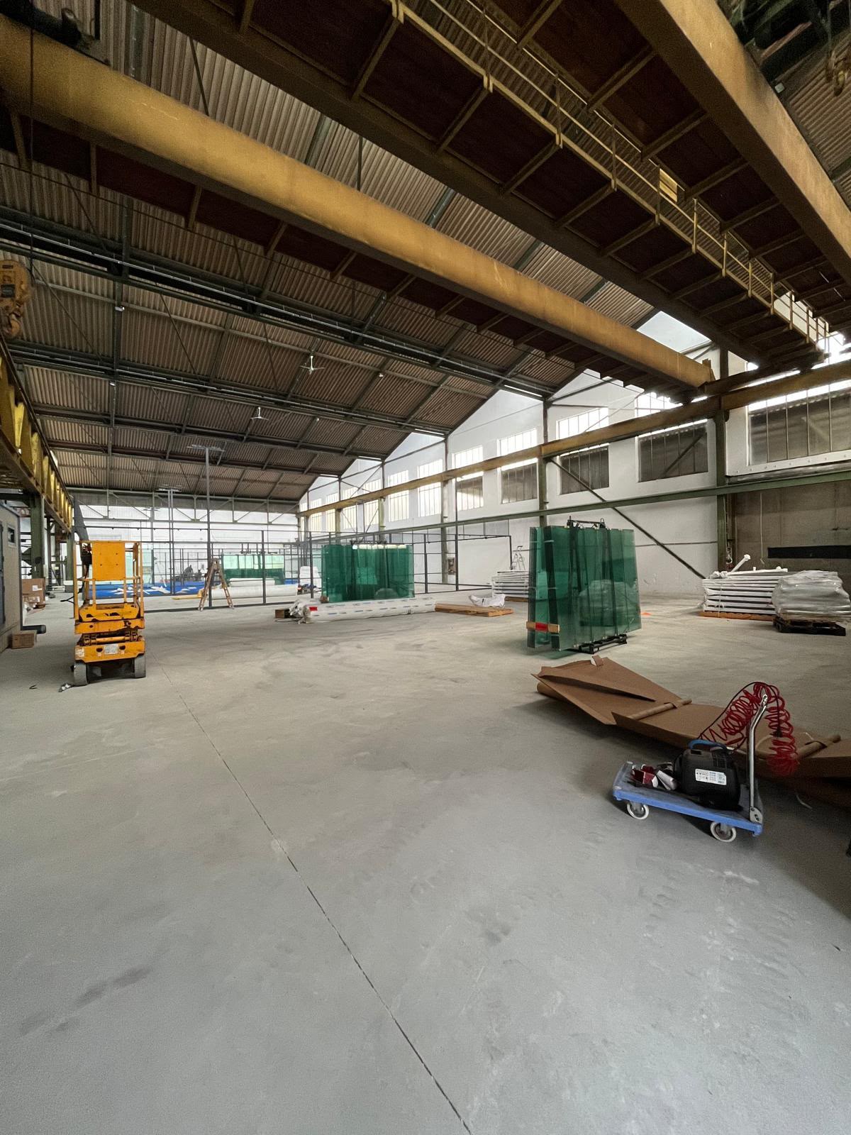 Steel structure and court frames during installation