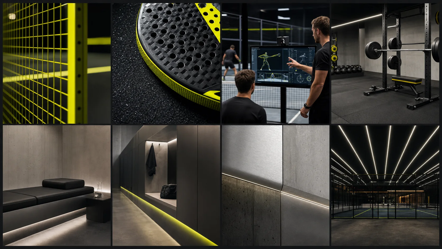 Moodboard für das Konzept MorePadel Performance Center
